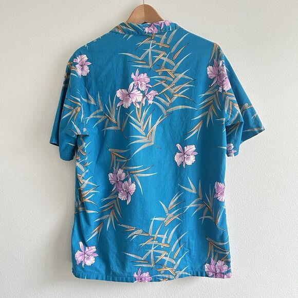 VTG Fast Breakers Cotton Hawaiian Shirt Irises Mens Large Resort Wear USA Made - Picture 2 of 15